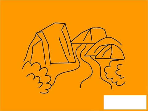 山川河流风景简笔画图片