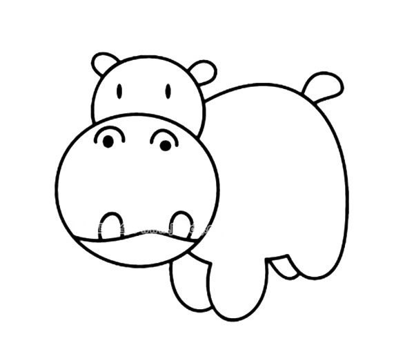 可爱的卡通河马简笔画图片