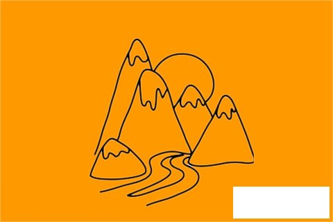 山川河流风景简笔画图片
