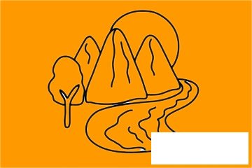 山川河流风景简笔画图片