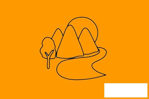 山川河流风景简笔画图片