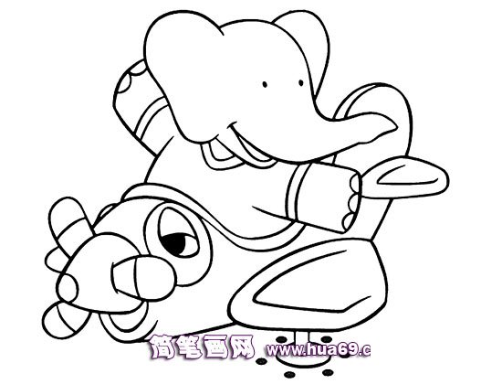 玩飞机的大象简笔画1