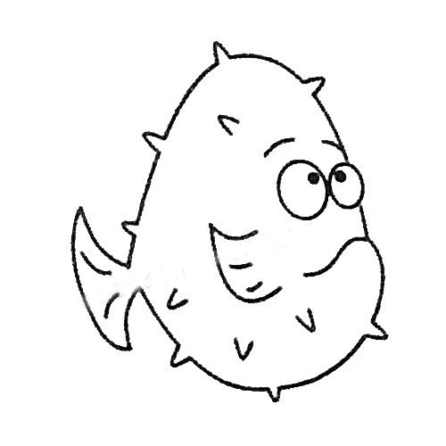 河豚简笔画的画法步骤教程