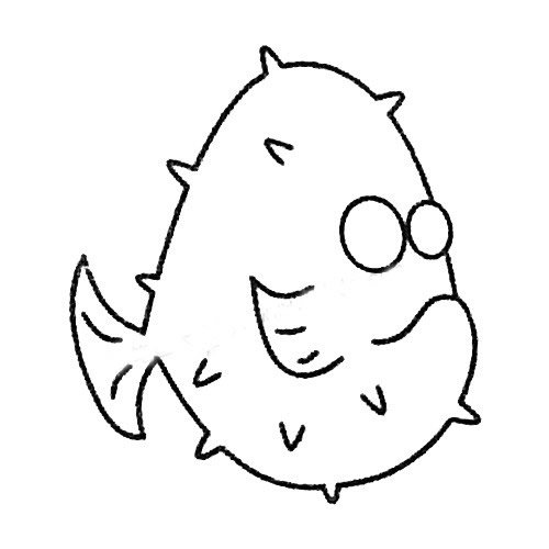 河豚简笔画的画法步骤教程