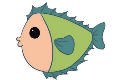 卡通海鱼简笔画的画法步骤教程及图片大