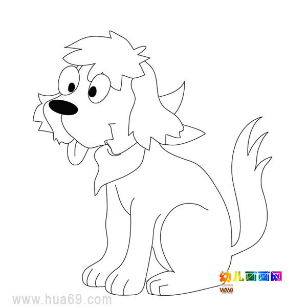 儿童简笔画：一只坐着的小狗