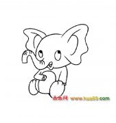 坐在地上的大象简笔画4