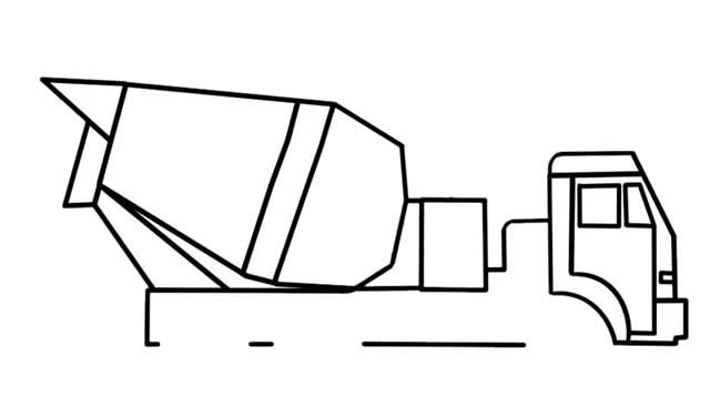 混凝土搅拌车简笔画步骤图解