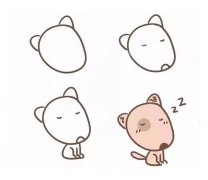 四种小狗简笔画的画法步骤图