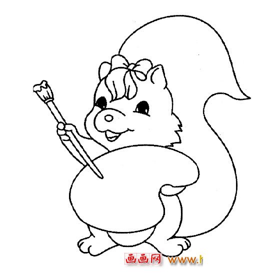 扎着蝴蝶结的松鼠【简笔画】