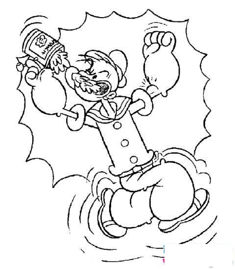 大力水手吃菠菜简笔画图片