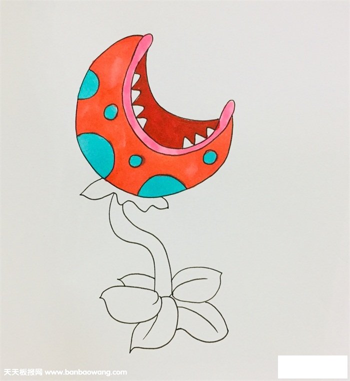 食人花简笔画步骤