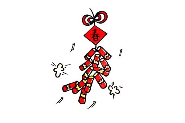 春节喜庆鞭炮简笔画