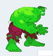 带颜色的绿巨人侧面简笔画图片