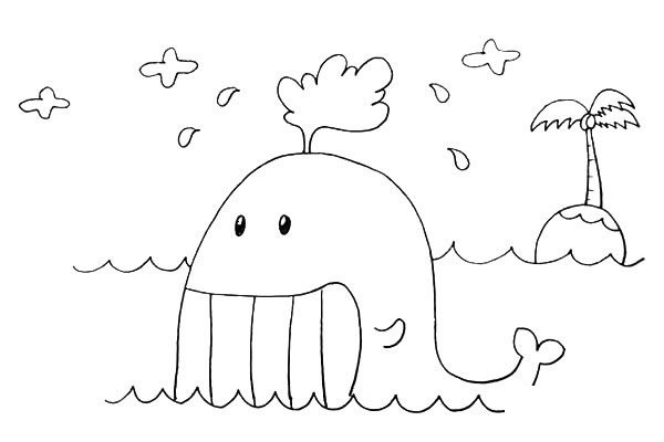 卡通鲸鱼简笔画