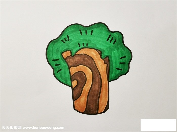 一棵树简笔画彩色