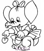 小象玩沙的简笔画