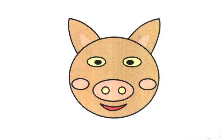 彩色简笔画猪的图片教程