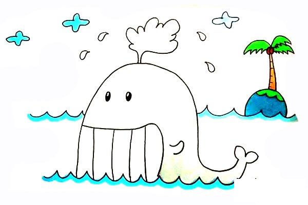 卡通鲸鱼简笔画