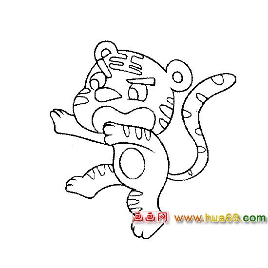 扮僵尸的小老虎简笔画