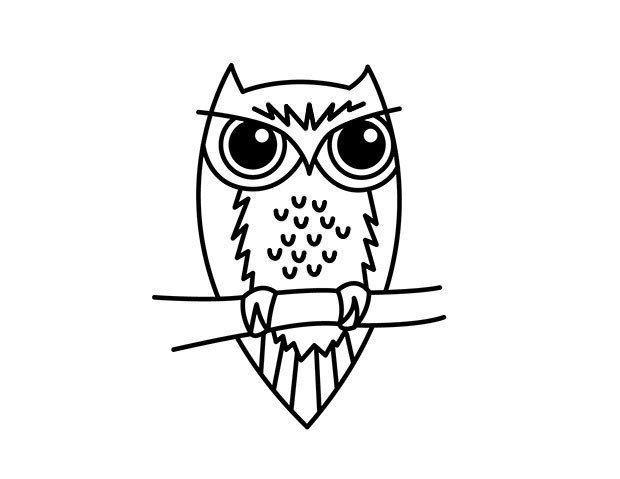 猫头鹰简笔画步骤图