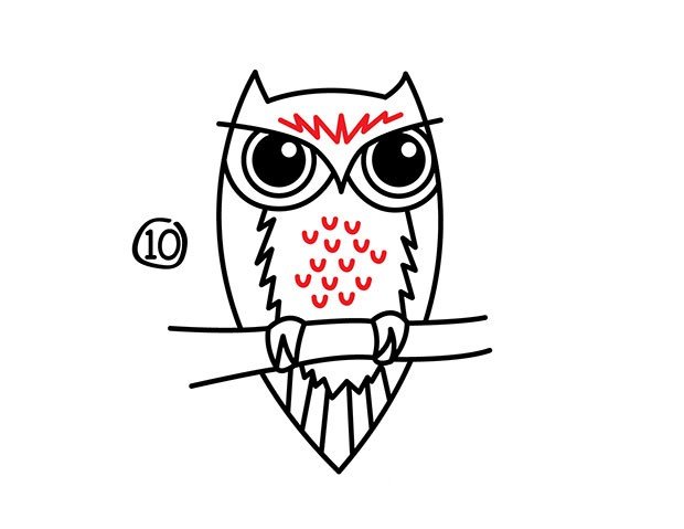 猫头鹰简笔画步骤图