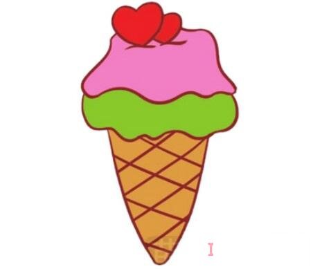 儿童画水果冰激凌怎么画涂颜色 冰激凌简笔画图片
