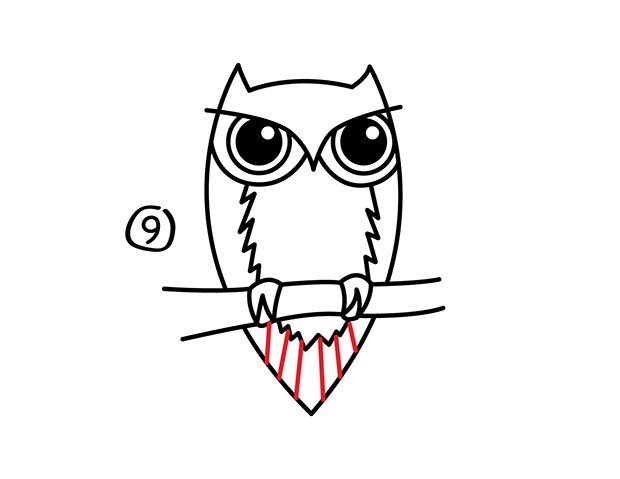 猫头鹰简笔画步骤图