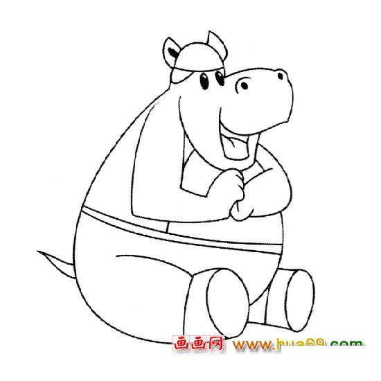 戴帽子的河马(简笔画)3