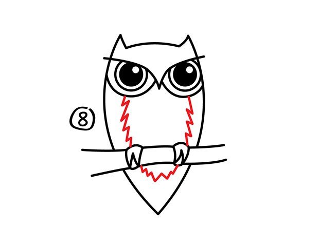 猫头鹰简笔画步骤图
