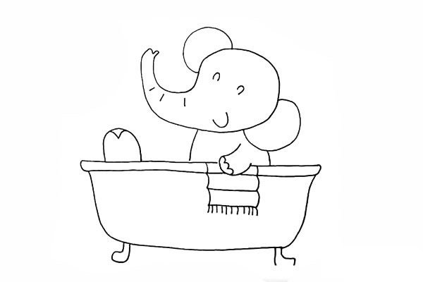 爱洗澡的小象简笔画