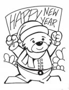 怎么画幼儿元旦：小熊庆元旦简笔画的教程