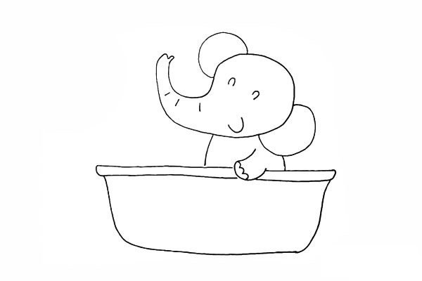 爱洗澡的小象简笔画