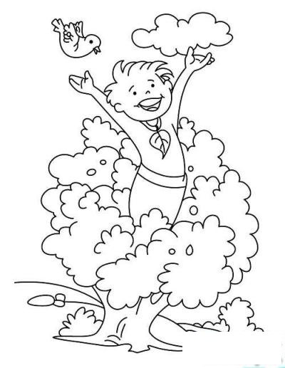 植树节主题简笔画大全:拥抱绿色