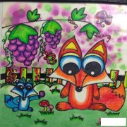 偷吃葡萄的狐狸，儿童画图片