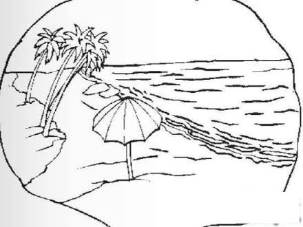 幼儿风景简笔画：海边沙滩