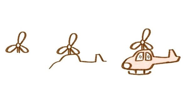 可爱的飞机/直升机简笔画步骤图