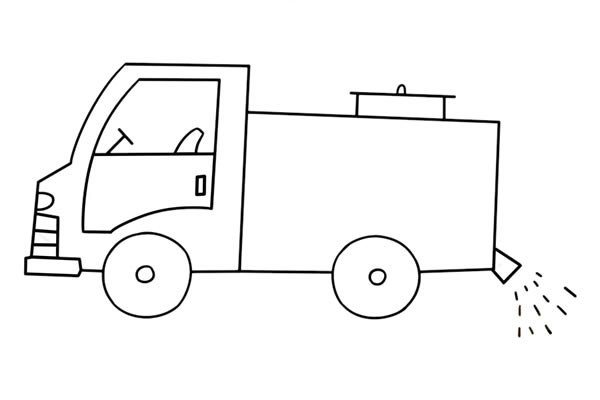 洒水车简笔画_幼儿彩色洒水车简笔画步骤图片