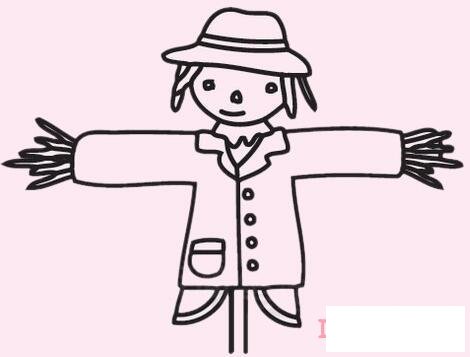 田野稻草人怎么画简单可爱 稻草人简笔画图片