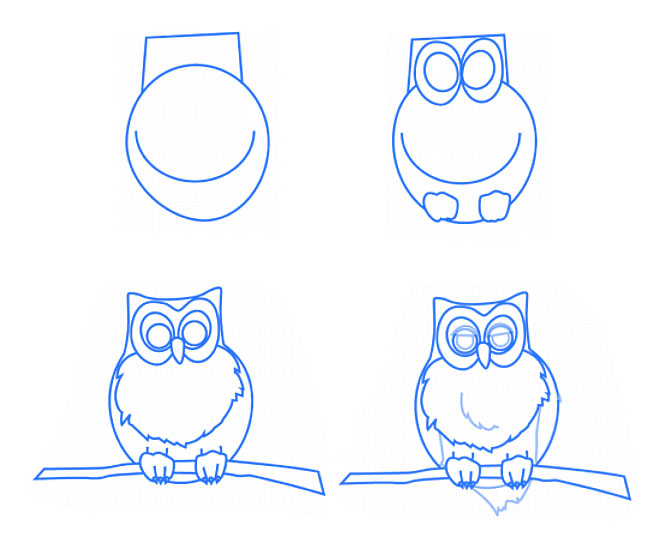 站在树枝上的猫头鹰简笔画图片大全