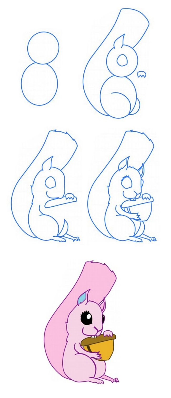 吃果子的小松鼠简笔画图片大全