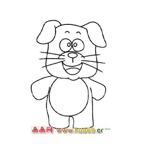 两脚走路的小狗简笔画2