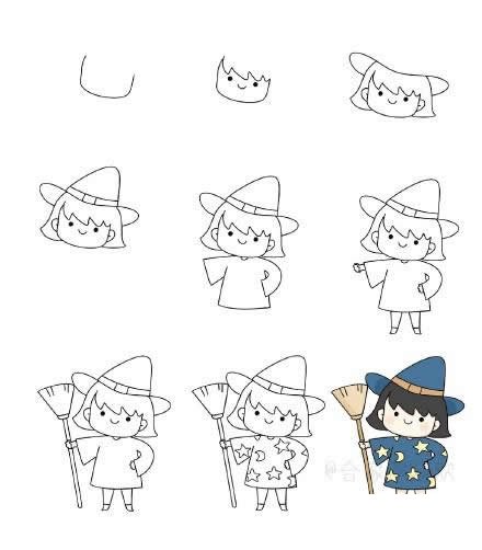 万圣节女巫简笔画