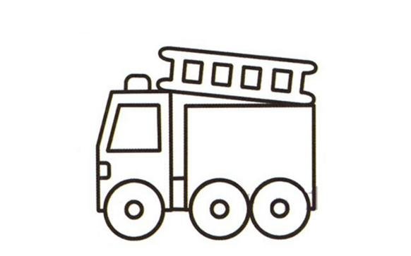 消防车怎么画 云梯消防车简笔画彩色画法步骤教程