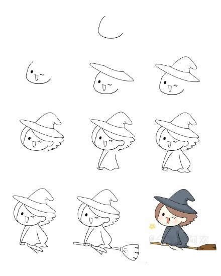 万圣节女巫简笔画