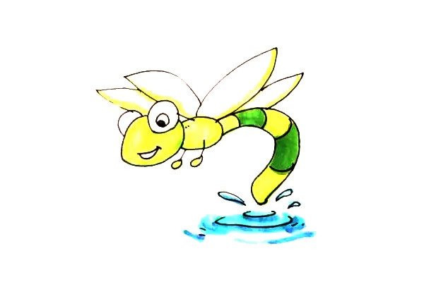 蜻蜓点水-蜻蜓简笔画步骤图文教程