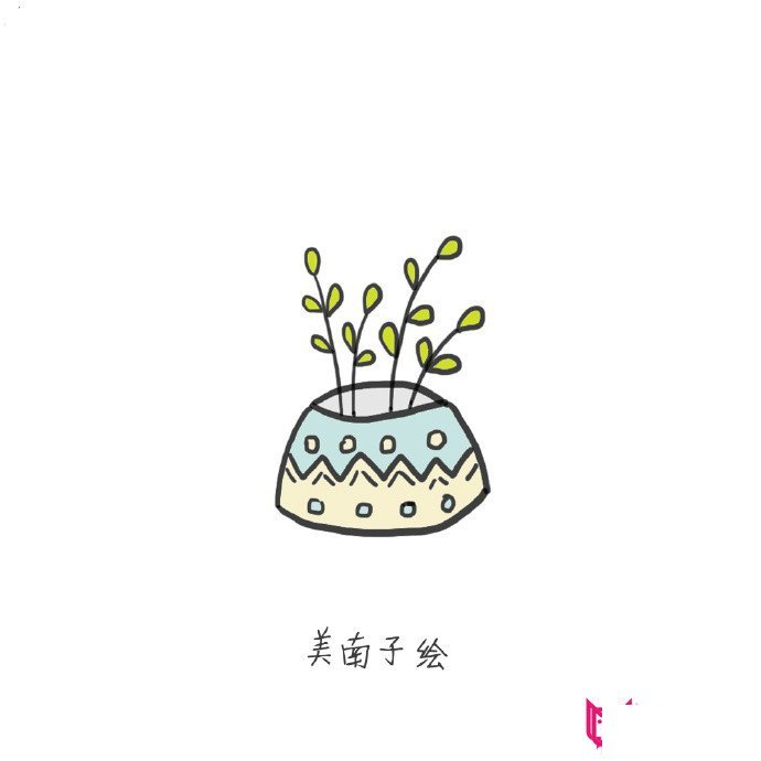 植物简笔画大全,清新简约植物盆栽简笔画