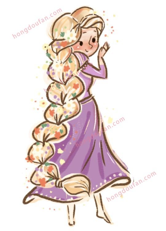 长发公主 迪士尼公主简笔画大全 简笔画 第8张-红豆饭小学生简笔画大全 长发公主 迪士尼公主简笔画大全 简笔画 第8张