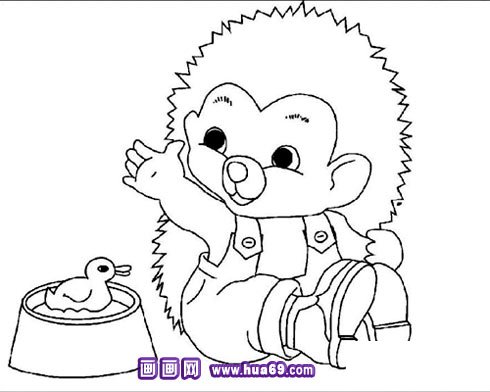 小刺猬娃娃简笔画