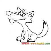 蹲着的大灰狼│简笔画1